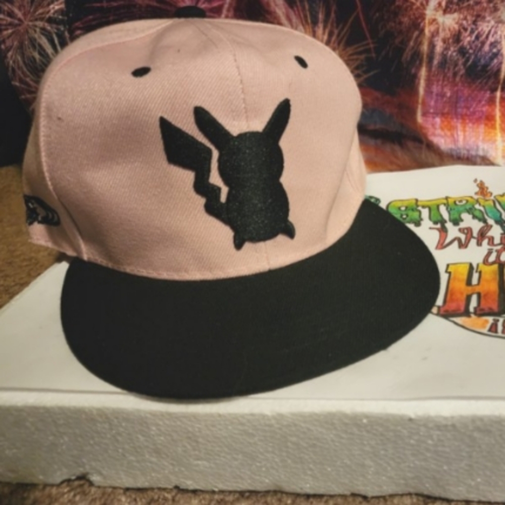 😝🥳 Nintendo Pikachu Sillouette XR Pink salmon hat, Snapback, 100% Acrylic 🥳😝